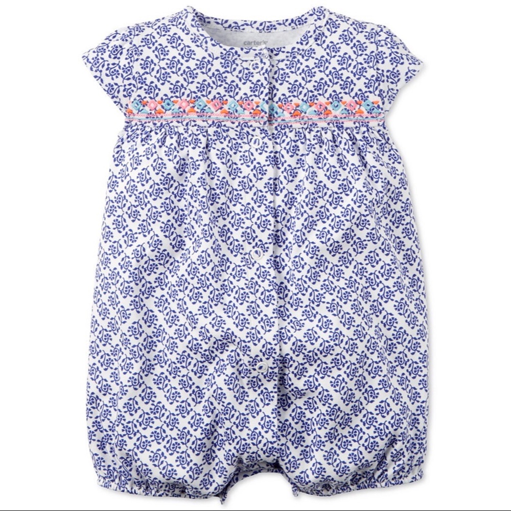 Carters Snap Embroidered Romper